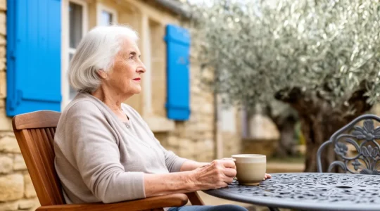 Personne âgée profitant d'une terrasse ensoleillée en Provence